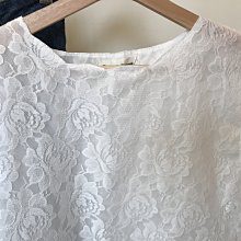 全新 日本品牌 Do ones Utmost  優雅純白波浪領蕾絲短袖上衣