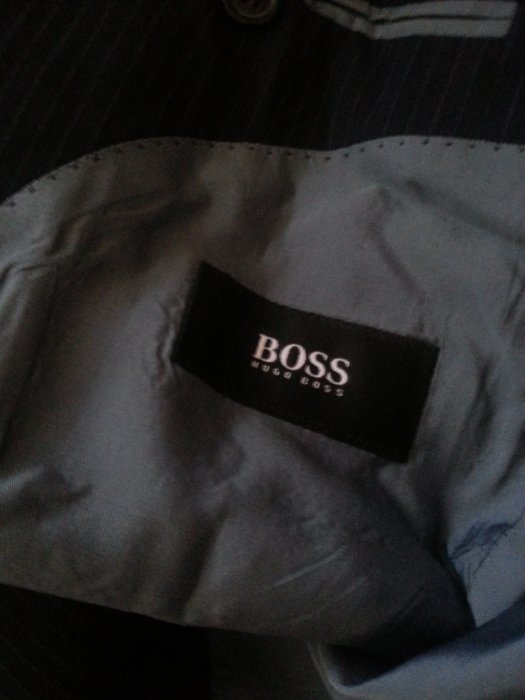 【BOSS】海軍藍條紋純羊毛西裝外套 46號