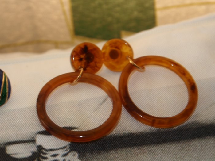 韓國進口飾品GRAIN de BEAUTE/AZNAVOUR時尚氣質圓片琥珀色耳釘耳環