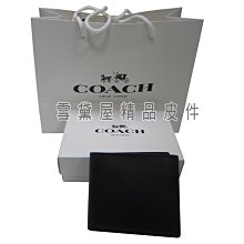 ~雪黛屋~COACH 短皮夾男仕短夾國際正版保證進口防水防刮皮革二折主袋品證購證盒塵套提袋現貨可即出貨C749911