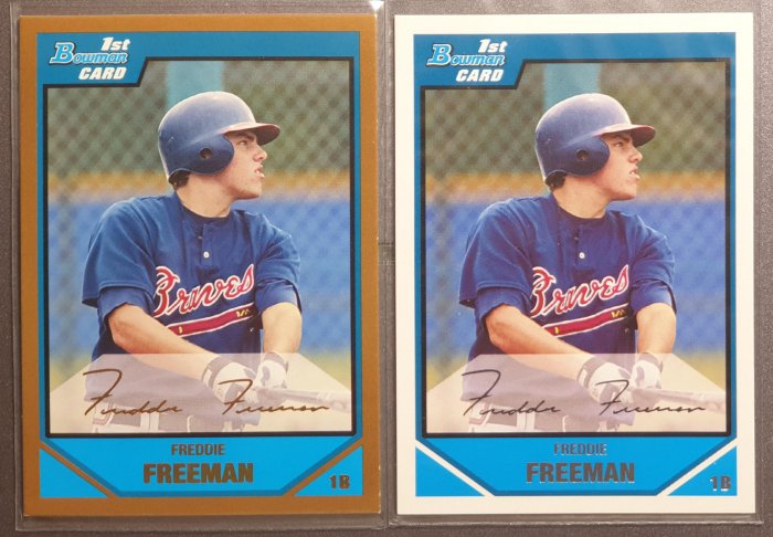 道奇 三連星 HOF Freddie Freeman 2007 Bowman Draft 稀有 RC卡金版兩張一起賣