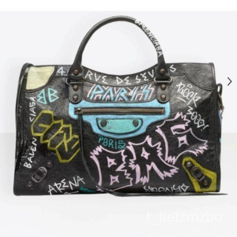 正品BALENCIAGA Small City Graffiti 巴黎世家 塗鴉 大型 機車包 手提包 Ffis