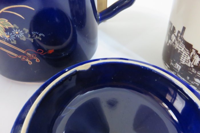 【讓藏】THERMOS 膳魔師冷熱兩用保溫杯+伯朗咖啡杯+藍釉瓷杯+軍用水壺4件一起賣