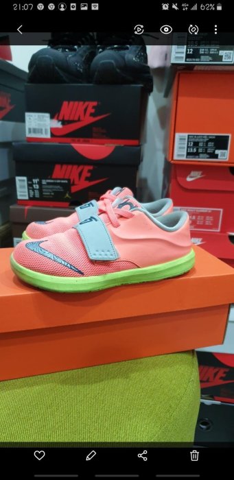 nike kd 7 童鞋  小童 10c 16cm 二手 鮭魚 橘