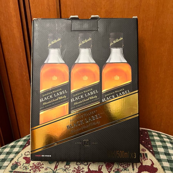 Johnnie Walker Black Label 約翰走路黑牌 威士忌空酒瓶/多用途玻璃空瓶/空洋酒瓶/酒瓶/水瓶（3入）