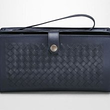 【小麥的店】Bottega Veneta  BV 藍灰色多功能手拿包 手腕包 男用 女用  小牛皮編織包