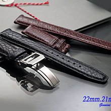 【時間探索】 全新 IWC 軍錶摺疊扣專用特仕款錶帶鱷魚皮款 ( 22mm.21mm)