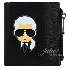 【茱麗葉精品】【全新商品】KARL LAGERFELD 卡爾 專櫃商品 燙印圖樣扣式短夾禮盒組.黑 現貨