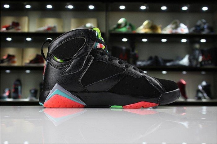 NIKE AIR JORDAN 7 Retro 黑 橘紅 705350-007 火星人 馬文