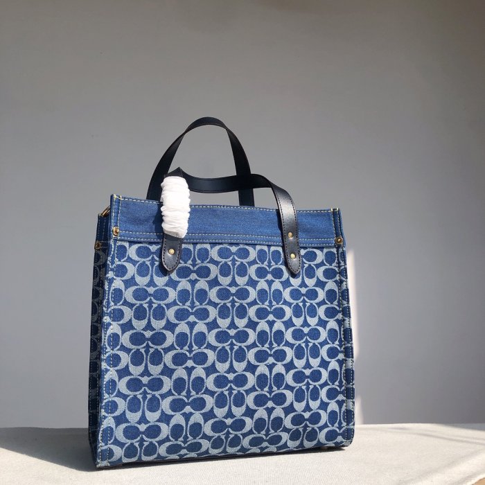 COACH CA108 新款經典花紋女士大號 Denim 系列購物袋 手提包 女包