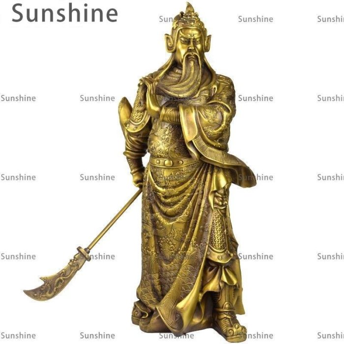 [Sunshine]關公擺件純銅大號武財神關二爺供奉神像武圣關羽關公財神