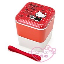 ♥小花花日本精品♥hello kitty凱蒂貓小熊滿版白色點點圖案便當盒上下兩層兩段式便當盒600ML11182207