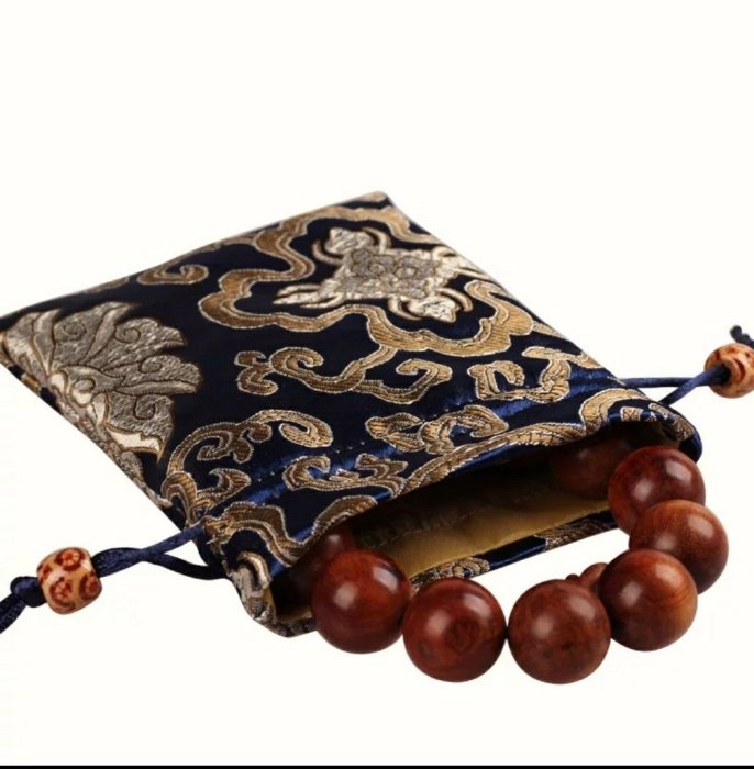 中國刺繡風（圖5:粉色牡丹） 珠寶袋 手飾袋 佛珠袋 玉配袋 小化妝袋 耳機座充袋 零錢包 百寶袋