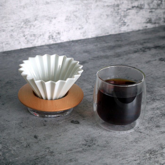 Simple Real TAMAGO xORIGAMI 單人咖啡手沖組（陶瓷濾杯＋雙層玻璃杯）
