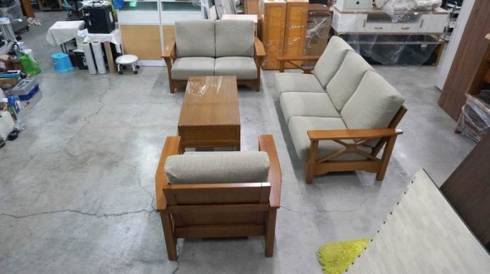 CELLINI 皇齊柚木 3+2+1 布面沙發+大茶几 布面實木沙發 實木沙發椅 布沙發椅 柚木沙發椅 客廳座椅