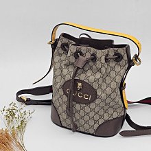 【哈極品】美品《GUCCI 古馳 卡其咖 帆布 皮革飾邊 虎頭  束口 手提包/肩背包/斜背包/後背包》