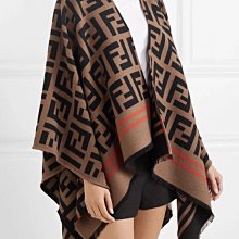 Fendi FF wool scarf 雙面兩用格紋美麗諾格紋大披肩 駝/深咖啡 橘邊 現貨