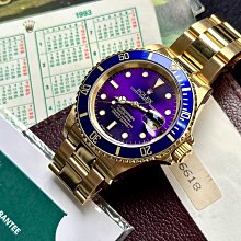 ~路米名品~ 已交流 ROLEX 勞力士 16618 Submarinar 藍圈 變色紫面盤 T25 18K黃金版 水鬼 藍水鬼