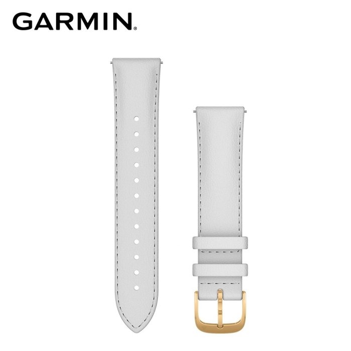 @竹北旗艦店@GARMIN Quick Release 白皮革錶帶24K金錶扣 20MM【原廠公司貨】