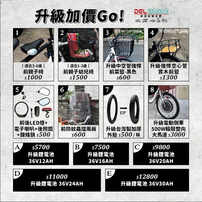 德爾綠能 EA-TM6 台灣製造 寵物電動三輪車  搭配Shimano6速變速器 碟煞版