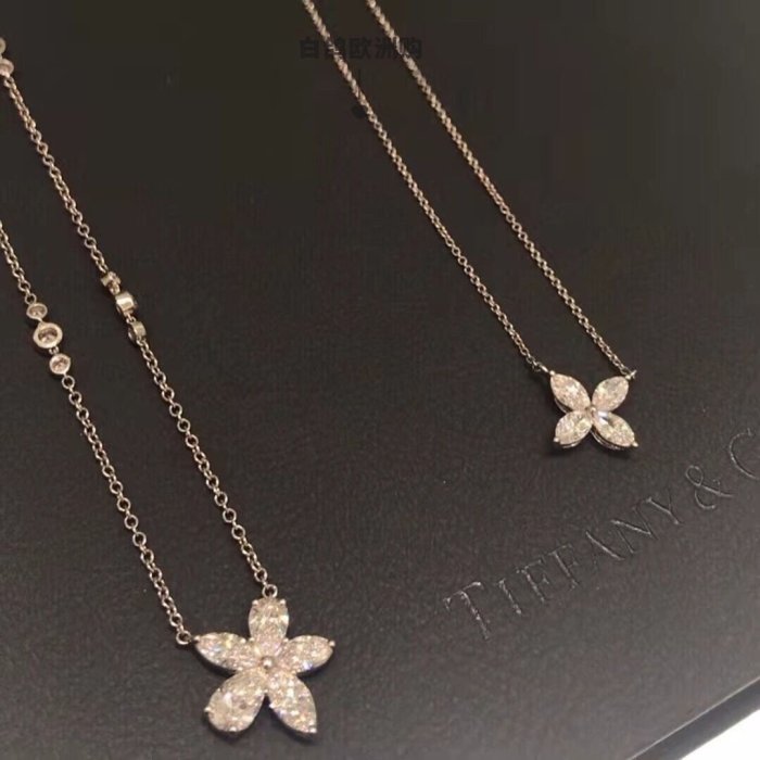 【Lydia代購】TIFFANY & CO. 蒂芙尼 新款Victoria 系列鑲鉆四花鎖骨鏈純銀項鏈女