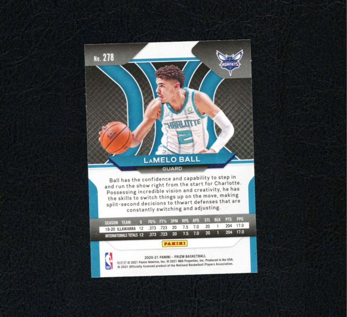 (RC)黃蜂一哥 Lamelo Ball 漲值保證Prizm Base Rookie版新人RC折射卡 2020-21