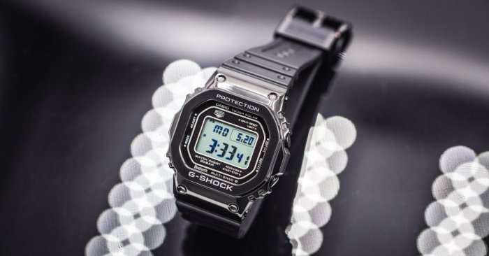 金台鐘錶】CASIO卡西歐G-SHOCK (黑不鏽鋼殼x膠帶) 藍牙六局電波太陽能