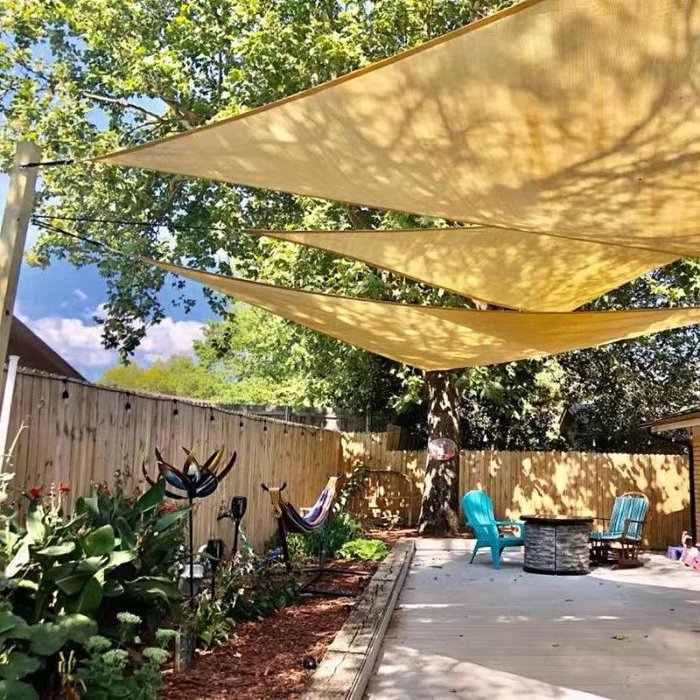 戶外三角天幕花園遮陽棚庭院遮陽篷室內裝飾防曬網防雨布防水露營
