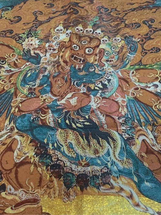 7151西藏傳老唐卡針織繡佛像非新品 普巴金剛 老唐卡針織普巴金剛