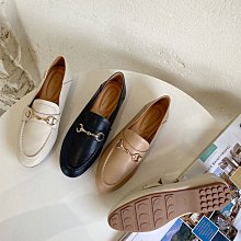 JC Shop【35-40#】正韓東大門熱銷-金屬扣飾真皮樂福鞋 淺口鞋 包鞋 懶人鞋 休閒鞋 三色可選