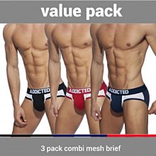 ADDICTED AD845P 3 PACK COMBI MESH BRIEF 三角內褲 超值三入組【G-Punch】