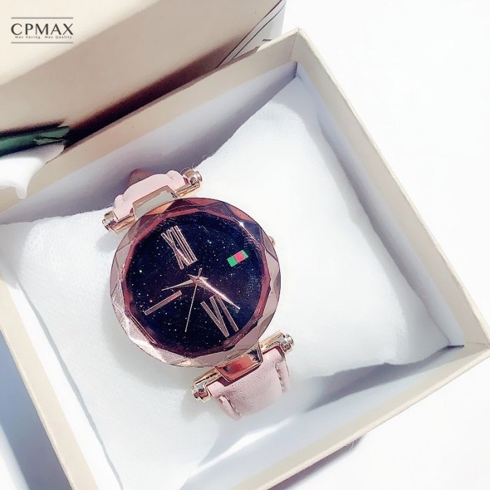 CPMAX 簡約星空鏡面防水女錶 菱形切割錶框 羅馬數字 針扣錶帶 女款手錶 小鏡面手錶 石英手錶 手錶【SW05】