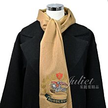 【茱麗葉精品】全新名牌 BURBERRY 專櫃商品 4075190 電繡LOGO素面羊絨長圍巾.卡其 預購無現貨