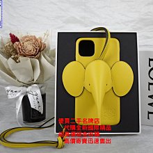 ☆優買二手精品名牌店☆ LOEWE 黃 大象 牛皮 Elephant I11 IPHONE 11 PRO MAX 手機套 手機殼 手機包 全新II