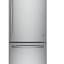 詢價優惠~GE 美國 奇異 GBE21DSSS  592L 下冷凍冰箱 美式最窄機身寬度75.6cm