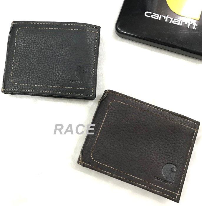 【RACE】CARHARTT PASSCASE WALLET 皮夾 短夾 錢包 拉鍊 皮革 工裝 卡哈 黑 咖啡