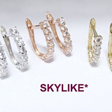 *SKYLIKE*最經典-韓國進口585/14K白K金、黃K金、玫瑰K金亮面排鑽經典晶鑽易扣耳垂耳環TO-47924s*