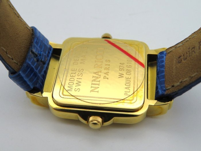 【精品/手錶】瑞士名錶Nina Ricci蓮娜麗姿包金10M/珍珠母貝盤/雙機芯/雙時區石英女腕錶*W974*美品*附盒