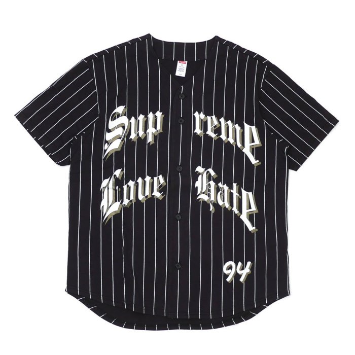 超搶手】全新正品2019 Supreme Love Hate Baseball Jersey 球衫棒球衣