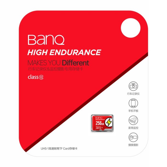 【官方正版】banq 256g內存卡U3/4K高速儀&監控專用tf卡256g C10手機平板通用Micro SD存儲卡V30滿額免運