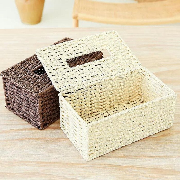 抽紙盒 家用客廳簡約可愛 創意茶几復古編織北歐 衛生間紙巾盒 ins風