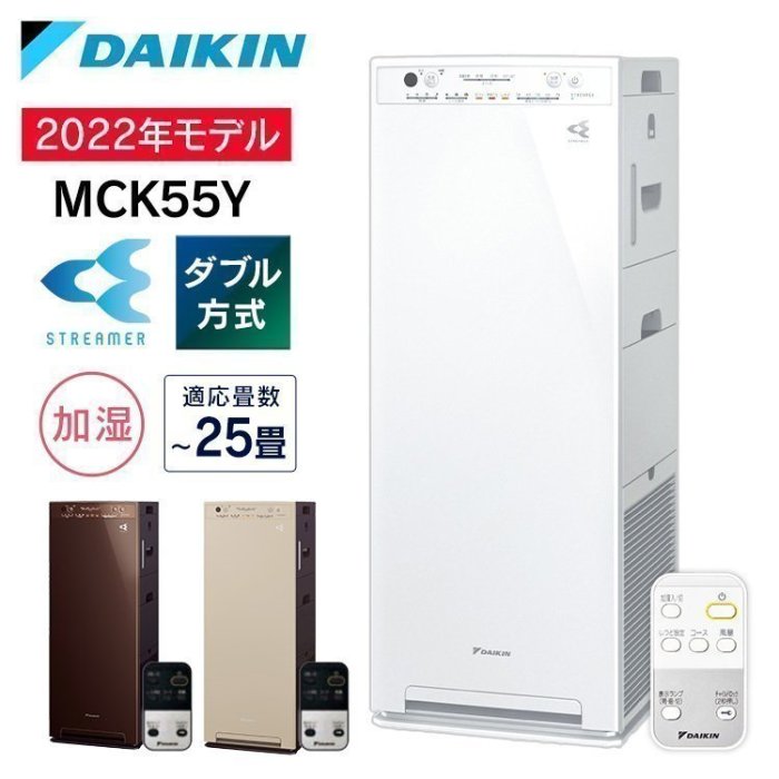 清新樂活~日本直送附中說Daikin ACK55Y新款12坪除箘加濕空氣清淨機