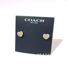 就愛精品店❤️   COACH 銀色C 字樣水鑽裝飾愛心型耳針式耳環