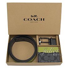【茱麗葉精品】全新精品 COACH 專櫃商品 C8278 質感PVC雙面皮帶卡夾禮盒組.黑灰/綠 現貨