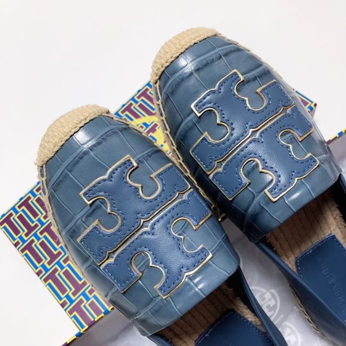 ╭☆包媽子店☆TORY BURCH INES  ESPADRILLE 真皮草編漁夫鞋~