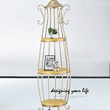 【設計私生活】依瑪金色美式復古花架、置物架-低(台北市區免運費)230A