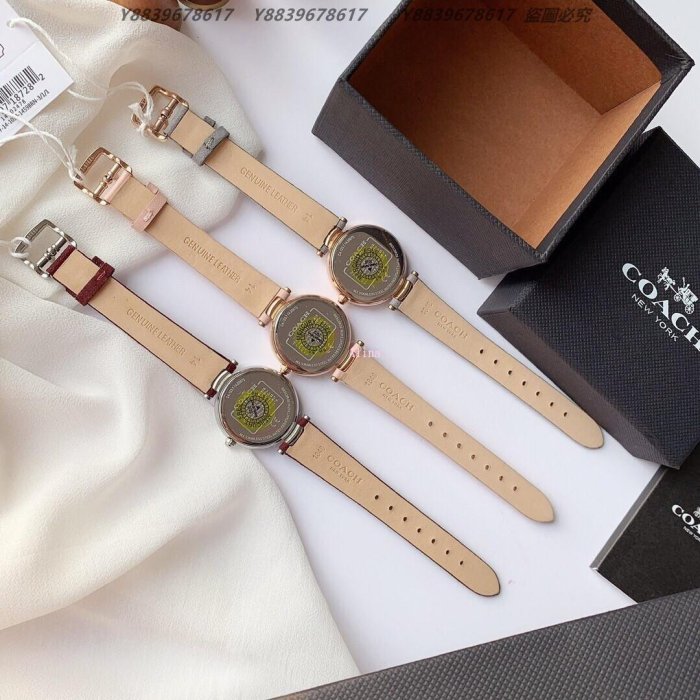 美國代購COACH 寇馳 經典品牌LOGO 密鑲鑽粉色手錶 原裝正品