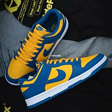 NIKE Dunk Low “Warriors”藍黃 洛杉磯 皮革 低幫滑板鞋 DD1391-402