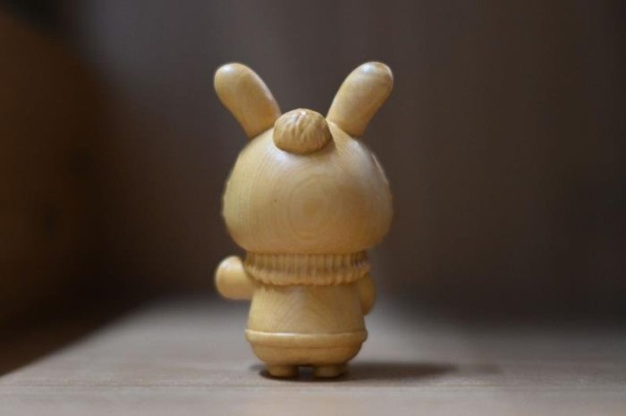 工藝品大展宏圖兔子生肖兔小葉黃楊木雕車載裝飾中式招財擺件手把件