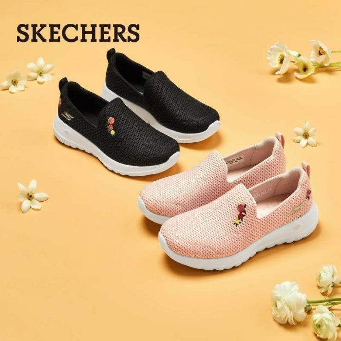 【熱賣下殺】Skechers斯凱奇女鞋健步鞋一腳套懶人鞋花朵老人休閑運動鞋15640